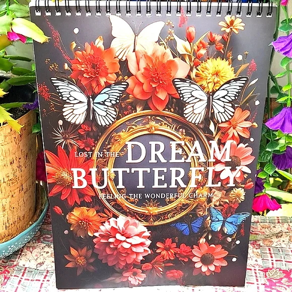 🆕DREAM BUTTERFLY in Flowers 🪻🦋🌺 Spiral Bound Coloring Book - Picture 3 of 12